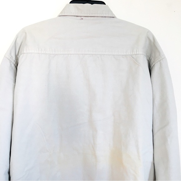 J. G. Hook Men's beige button up long sleeve cotton shirt jacket - Picture 5 of 15